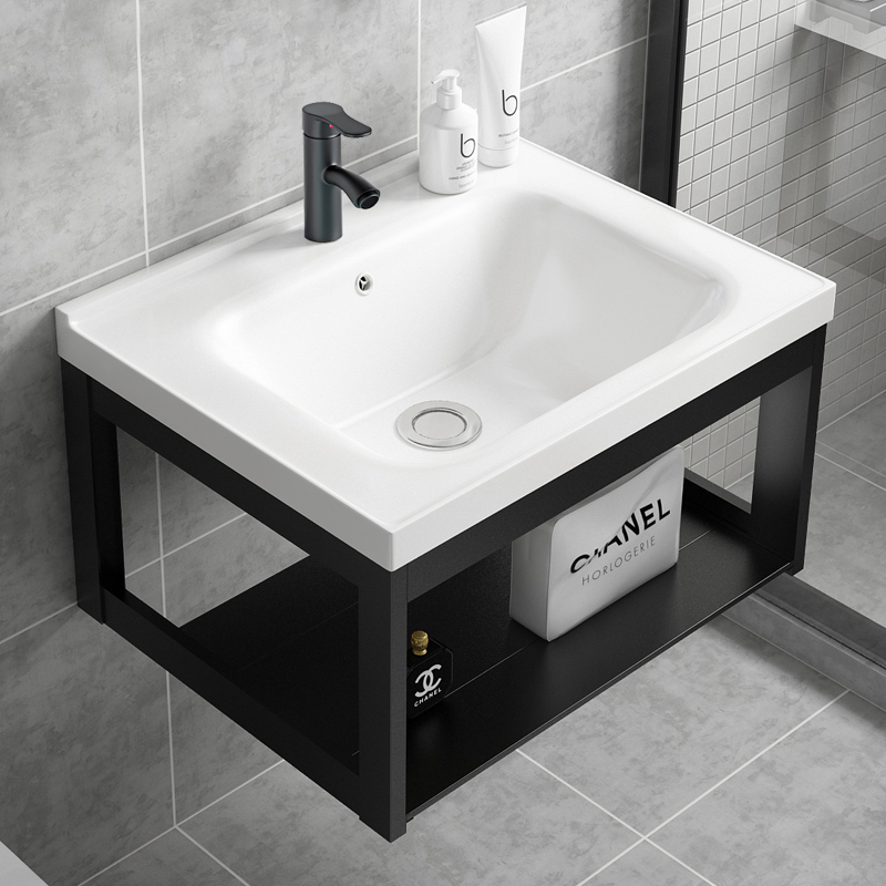 Ultra-Narrow Wall-Mounted Space Aluminum Washbasin Ceramic Household Mini Washbasin Small Bathroom Washbasin