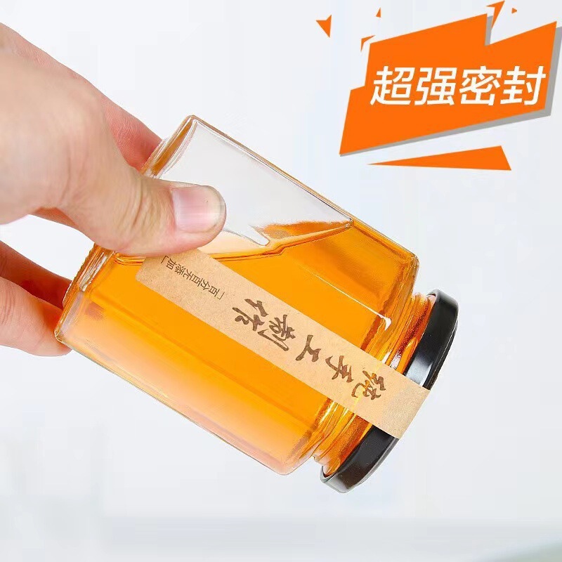 六棱玻璃酱菜瓶500ml果酱辣椒酱分装瓶食品级厨房储物罐现货批发|undefined
