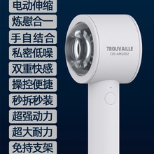 外贸男用阴茎训练电动风筒飞机杯TPE颗粒直通道全自动伸缩自慰器