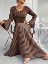 Y 37227L V-neck Flare Sleeve Knit Dress ��֯����ȹ �羳