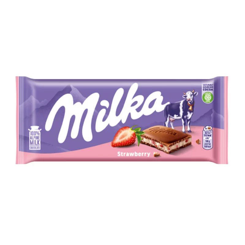俄罗斯德国波兰进口MILKA妙卡巧克力饼干夹心牛奶榛仁草莓味气泡|undefined