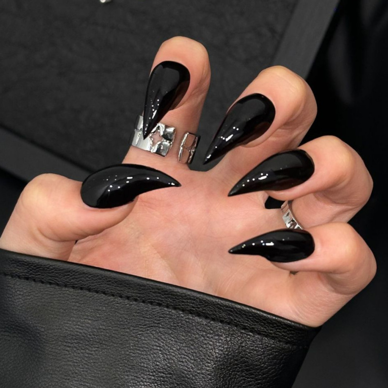 European and American Hot-Selling Popular Items: Dragon Claw and Cat Claw Wearable Nails, Spicy Girl Style, Simple and Luxurious, Handmade Fake Nails, Black Nail Art