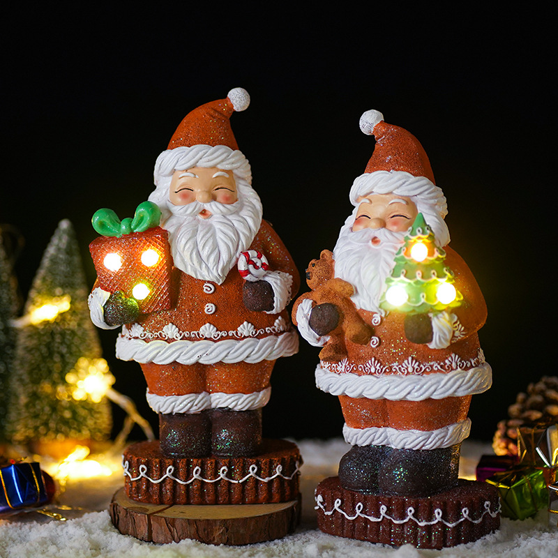 Creative glowing Christmas decoration ornament cute gingerbread Santa reindeer snowman music box holiday gift