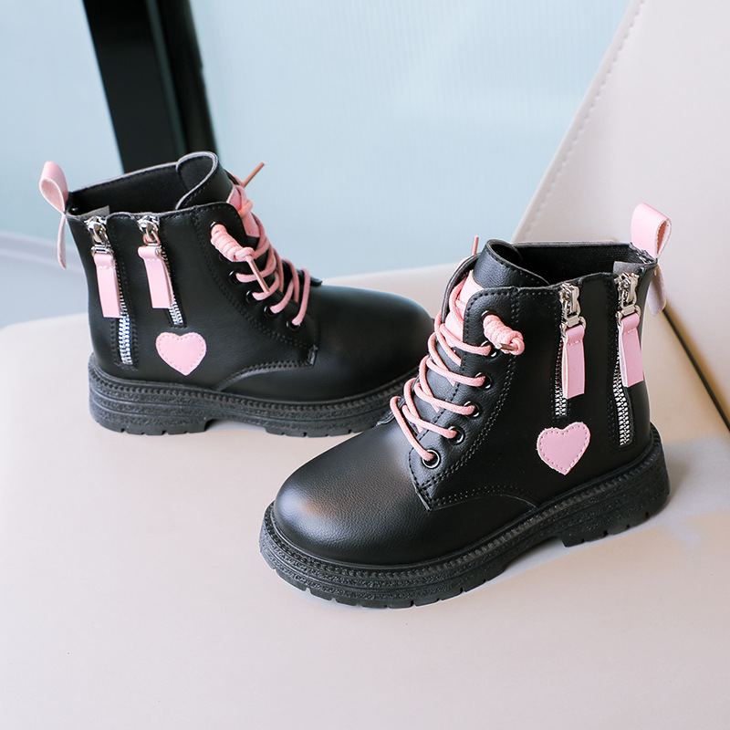 Girls' Boots Spring and Autumn New Style Girls' Single Boots Fashionable Princess Leather Boots Children's Short Boots Little Girls' Leather Boots