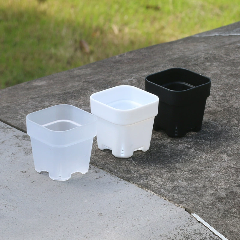 4cm очень толстый вид мультисексит цветочный горшок черный пластик карликовый неглубокий квадратный горшок рассада провинциальная почва мини-горшок для большого пальца белый прозрачный