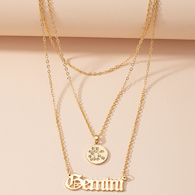 Retro Diamond-studded Symbol Clavicle Chain Twelve Constellation Necklace Letter Sweater Chain display picture 5