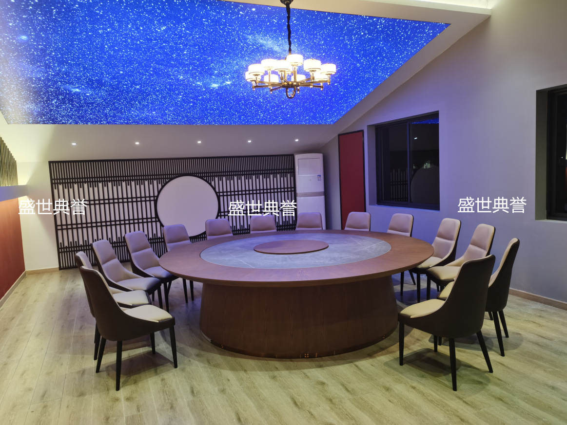 上海高端会所现代轻奢电动餐桌海鲜酒店包厢升降机芯桌面齐平圆桌详情17