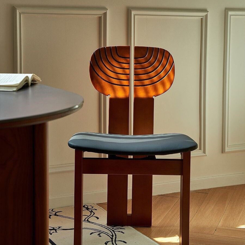 Vintage Solid Wood Retro Nordic Designer Home Bedroom Backrest Chair Makeup Dining Chair Simple Chair Africa