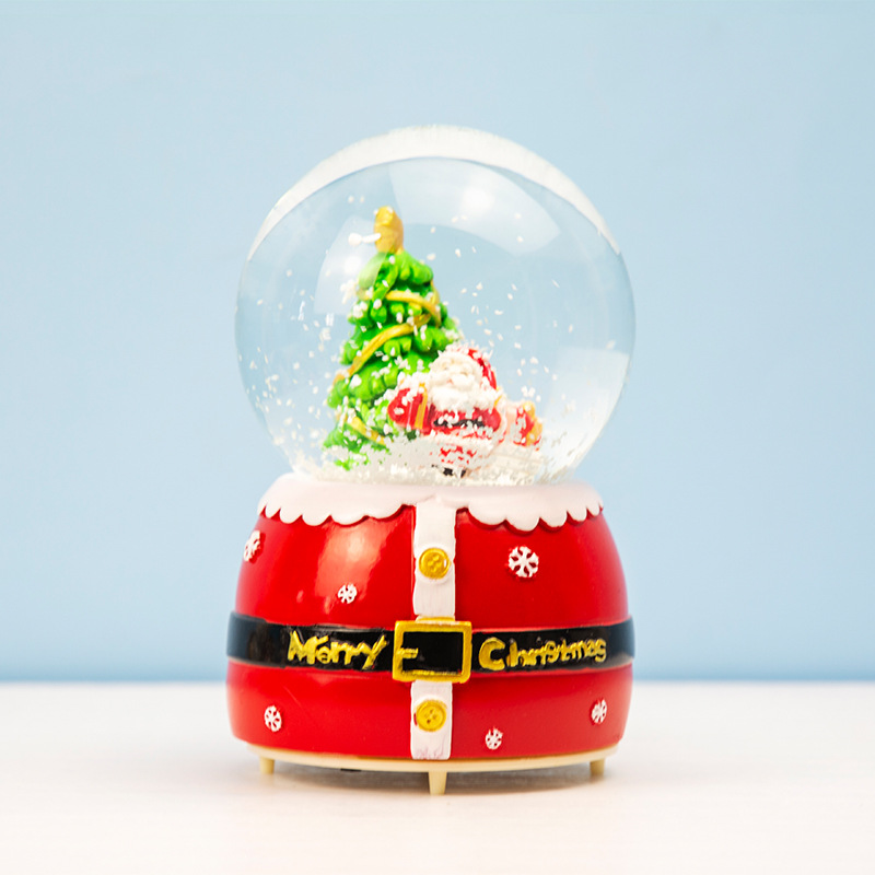 Caja de Música de Bola de Cristal de Resina con Luz, Música y Copos de Nieve para Regalo de Cumpleaños