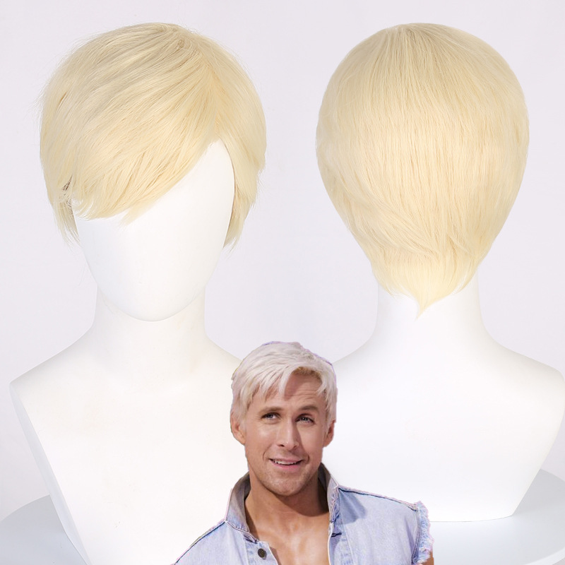 Cardamomo película Barbie Hombre Principal Ken peluca persona real Barbie película Ken cos peluca Universal Luz de Oro de pelo corto