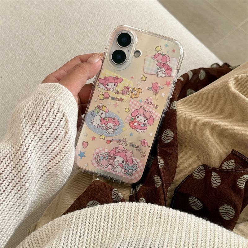 卡通格纹美乐蒂独角兽适用iPhone16苹果15ProMax/14/13手机壳少女|undefined