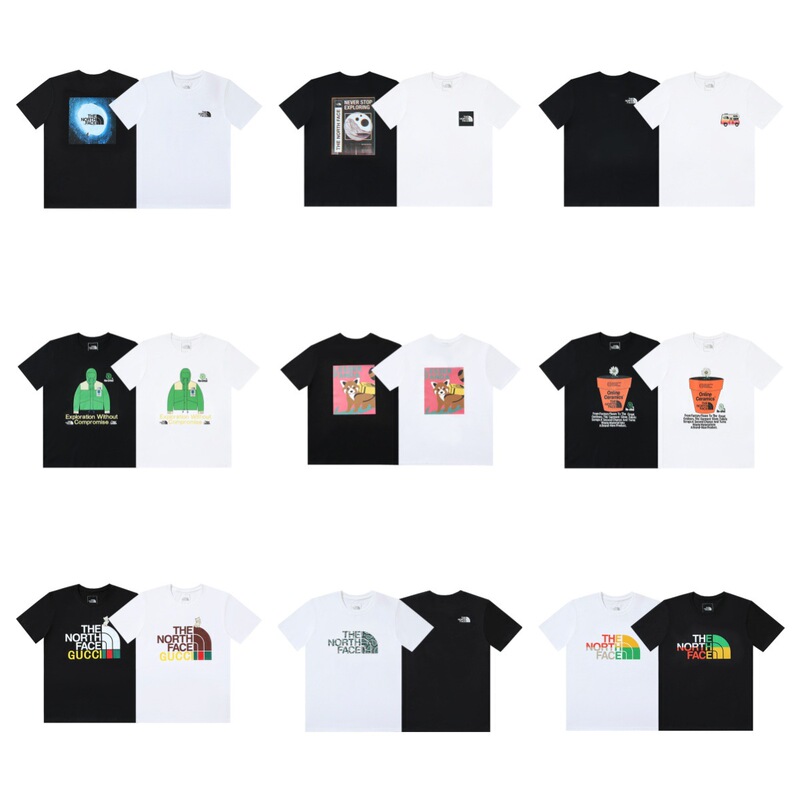 Cross-Border North-Face Short-Sleeved Summer New Style American Retro Pure Cotton Loose-Fitting Unisex Lightweight Short-Sleeved T-Shirt in Stock Cross-Border North-Face Short-Sleeved Summer New Style American Retro Pure Cotton Loose-Fitting Unisex Lightweight Short-Sleeved T-Shirt in Stock