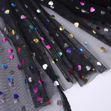 烫金可定制花型七彩桃心网纱底部DIY手工艺品纱裙家纺布料