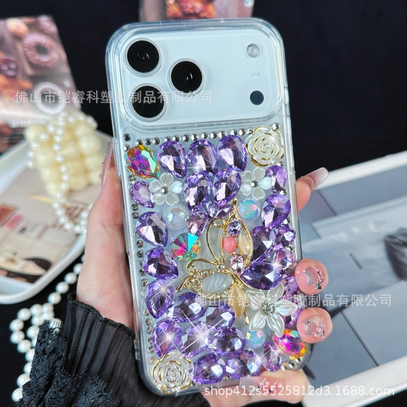 适用于苹果iPhone17手机壳17ProMax水晶闪钻16pro轻奢风ins风点钻|undefined