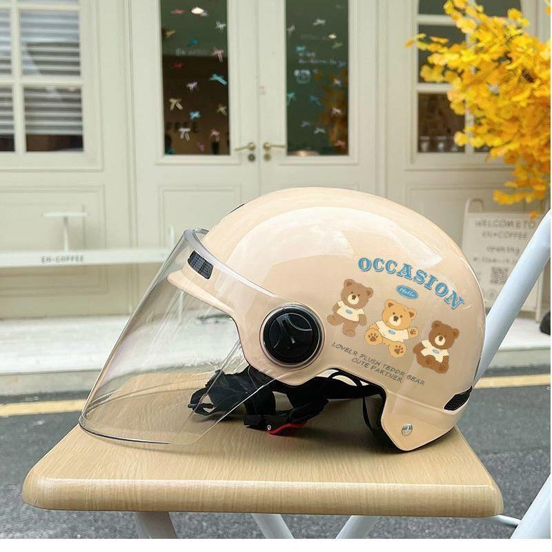 Newly certified electric vehicle helmet for men and women, suitable for winter and summer, sun protection, all-season, national standard motorcycle safety half helmet, cute