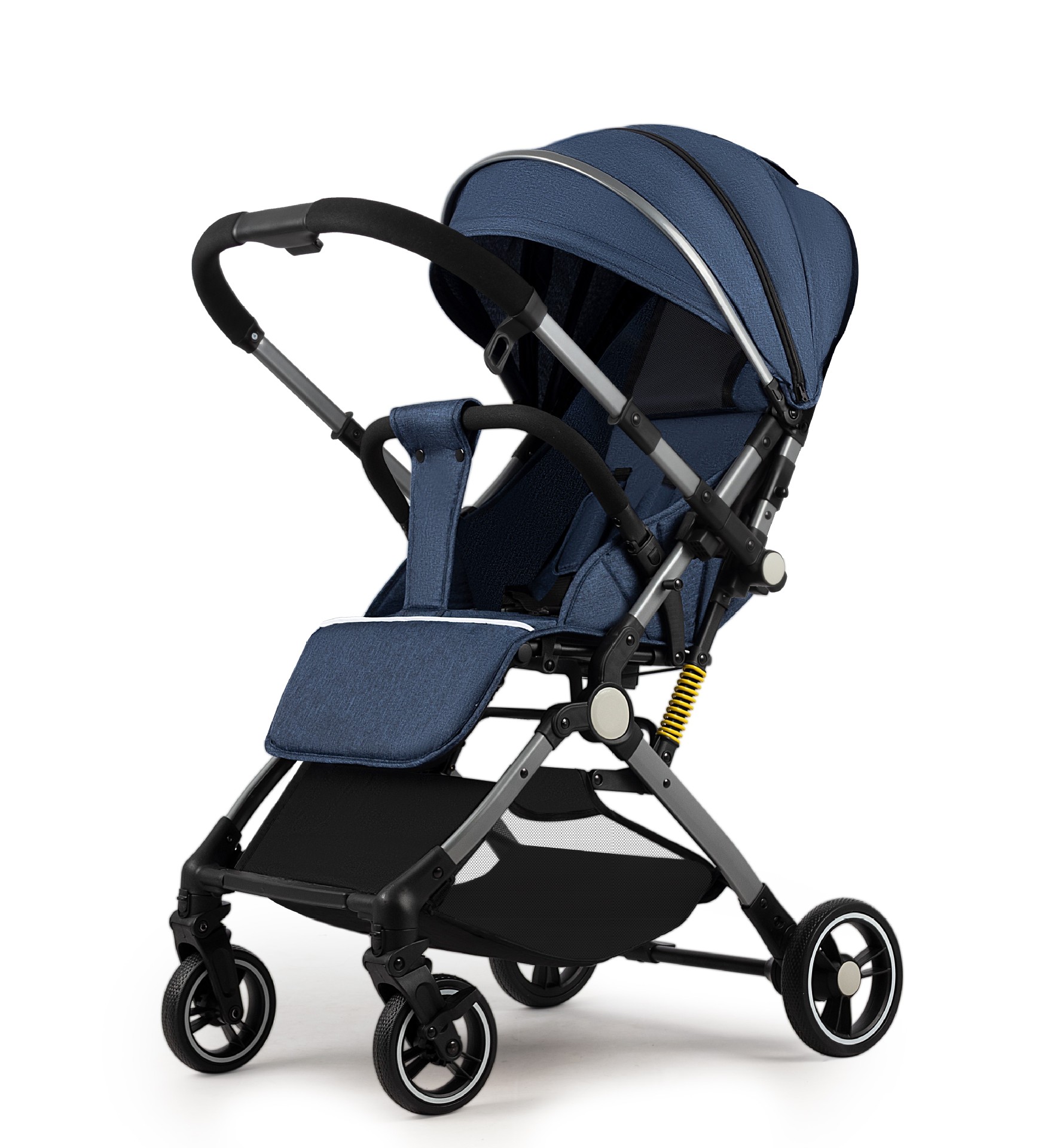 Azul + rueda de goma bidireccional + varilla de tracción