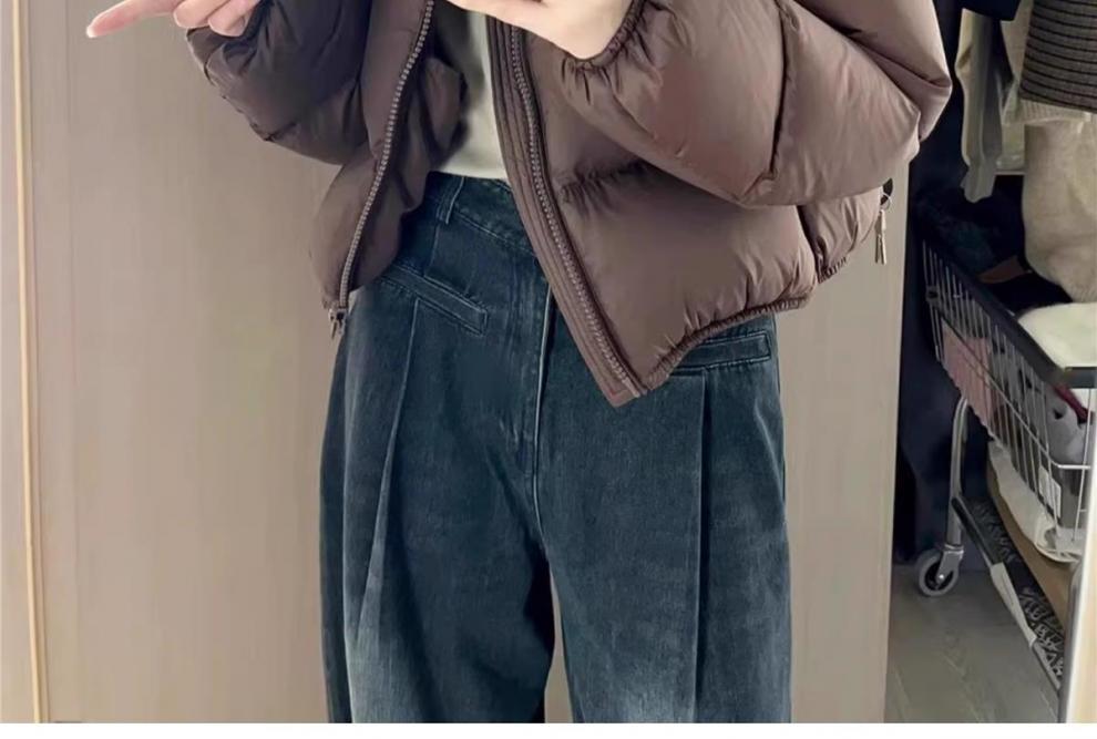 Korte dames donsjas met hoge taille in europese stijl gewatteerd_voghion.com