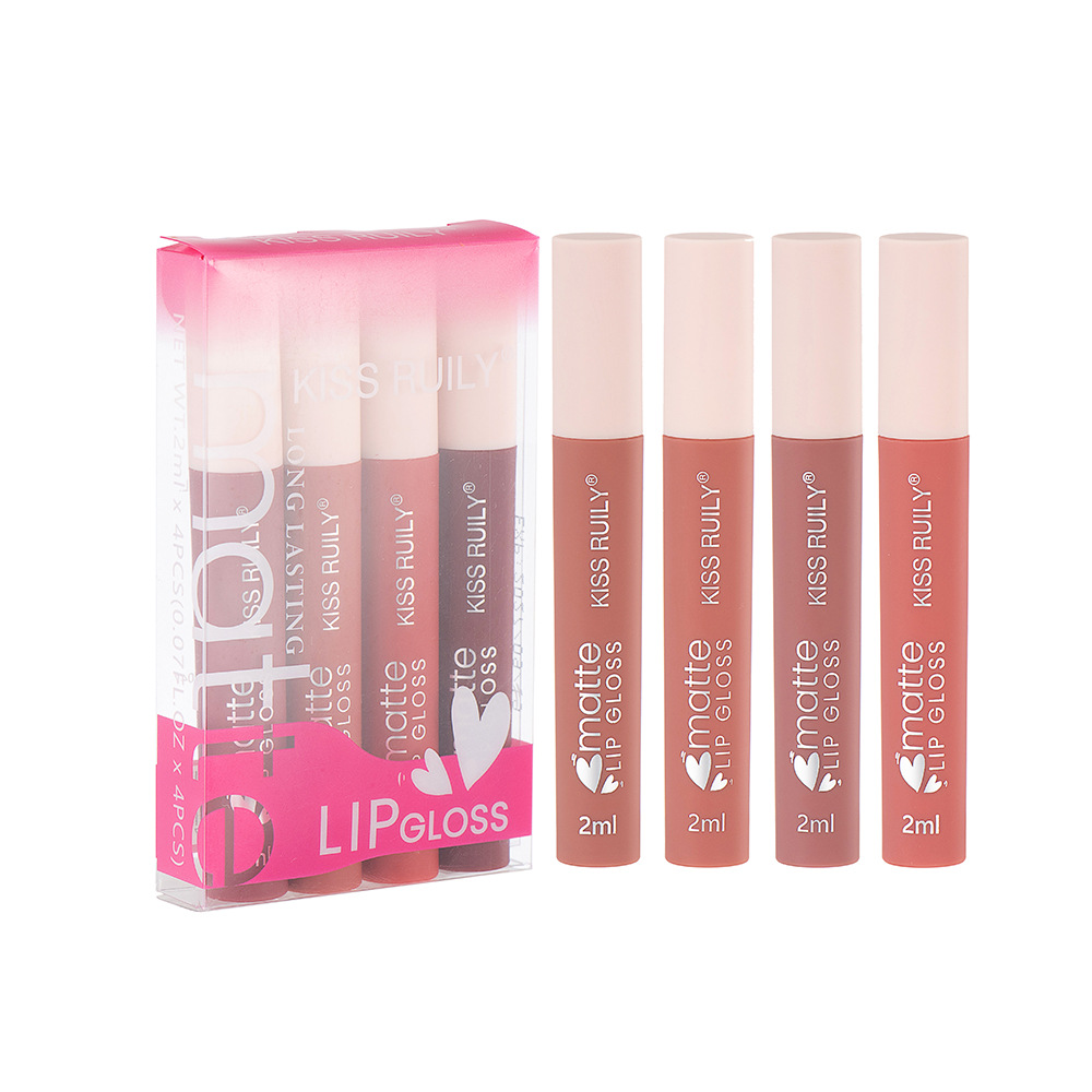 Cross-border Makeup 12-piece matte non-stick cup lip gloss set, European and American style liquid lipstick velvet waterproof lip gloss for export undefined