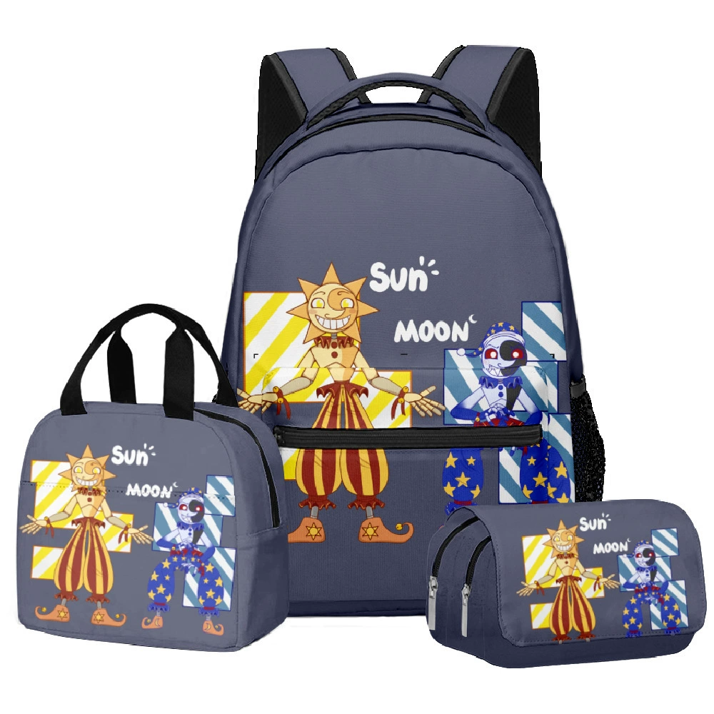 3D новый продукт напечатанный солнечный клоун sundrop FNAF школьный рюкзак портфель ланч-бэг пенал набор из трёх предметов