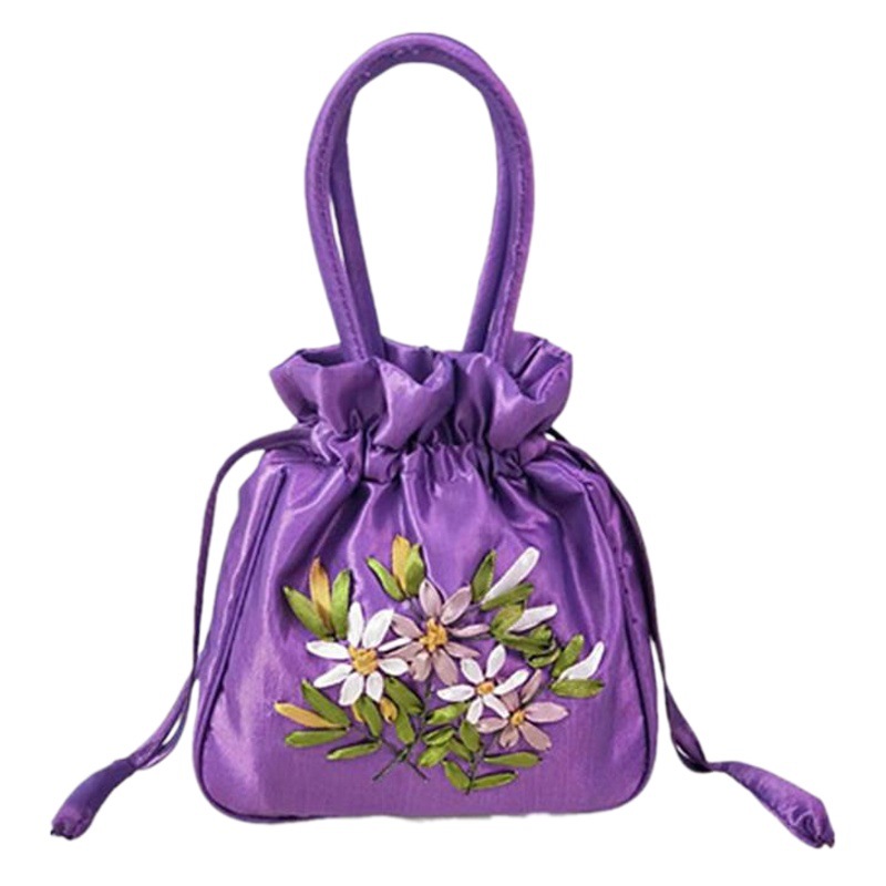 Bolso de las mujeres Bolso pequeño de embrague bolso bordado estilo étnico bolso de la momia bolso del cubo de las mujeres cordón Hanfu bolso del teléfono móvil