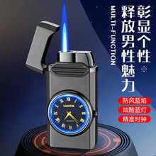 HF641石英表盘直冲蓝焰充气防风打火机激光刻广告高端礼品打火机