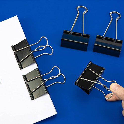 Cross-border hot-selling black long tail bill holder metal bound binder office stationery account holder 41mm dovetail clip