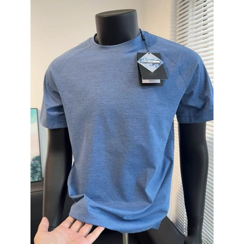 Cooling Quick-Drying Outdoor Sports Running T-Shirt for Men, Summer Ice Silk Elastic Fitness Solid Color Short-Sleeve Cooling Quick-Drying Outdoor Sports Running T-Shirt for Men, Summer Ice Silk Elastic Fitness Solid Color Short-Sleeve