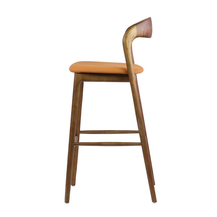 北欧简约吧台椅现代简约白蜡木高椅子软包个性吧凳高脚凳