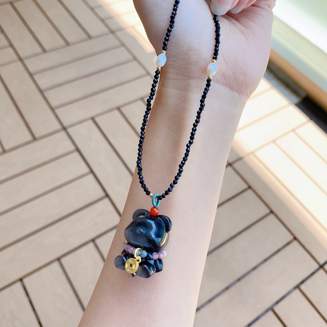 실버 흑요석 곰 18mm×27mm