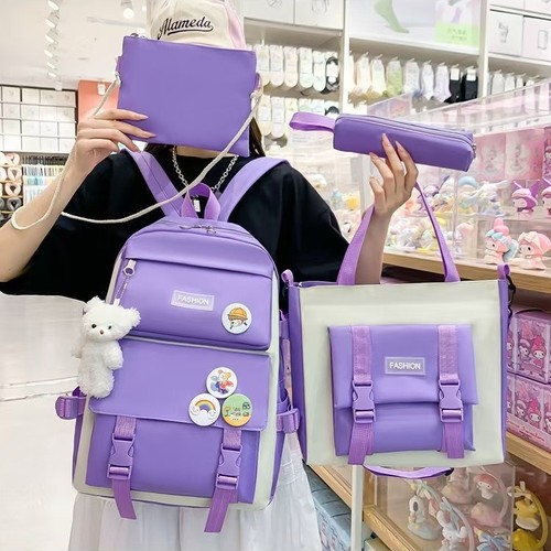 Wholesale Four-Piece Set Handheld Backpack, Five-Piece Set Shoulder Bag with LOGO Print, Harajuku Style Set Student Backpack