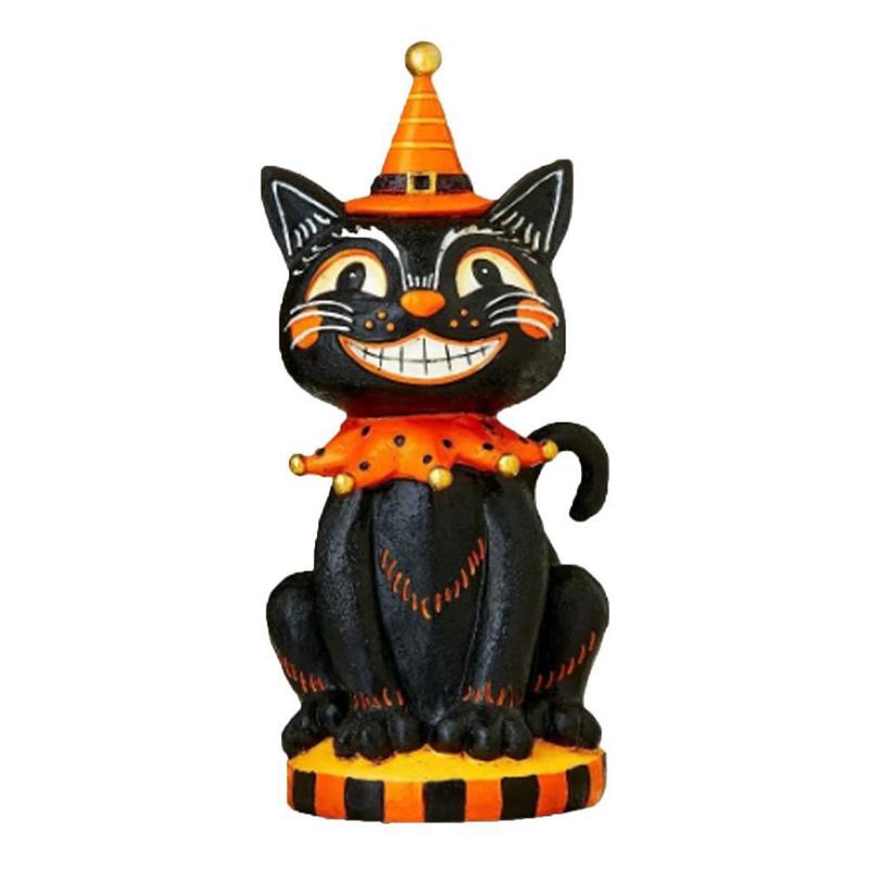 万圣节限定：树脂工艺品不给糖就捣蛋搞怪微笑黑猫摆件桌面装饰|undefined