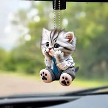 跨境新品亚克力情侣猫2D挂件汽车内饰车挂背包钥匙扣装饰挂饰礼物