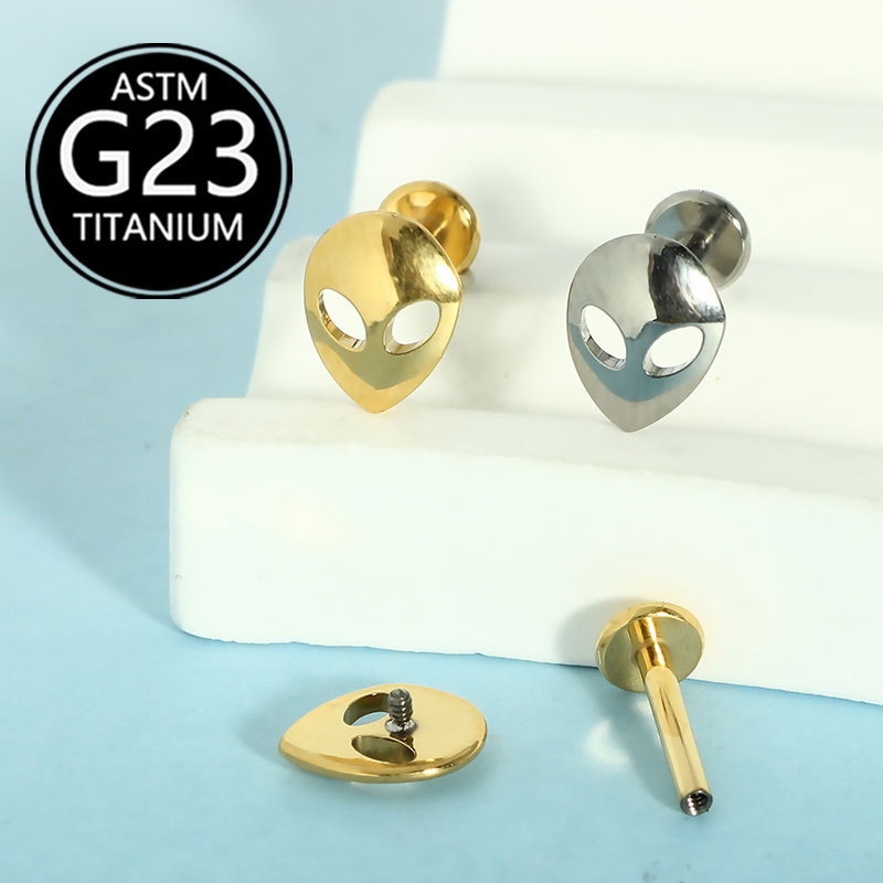 16G labret stud size and finish detail