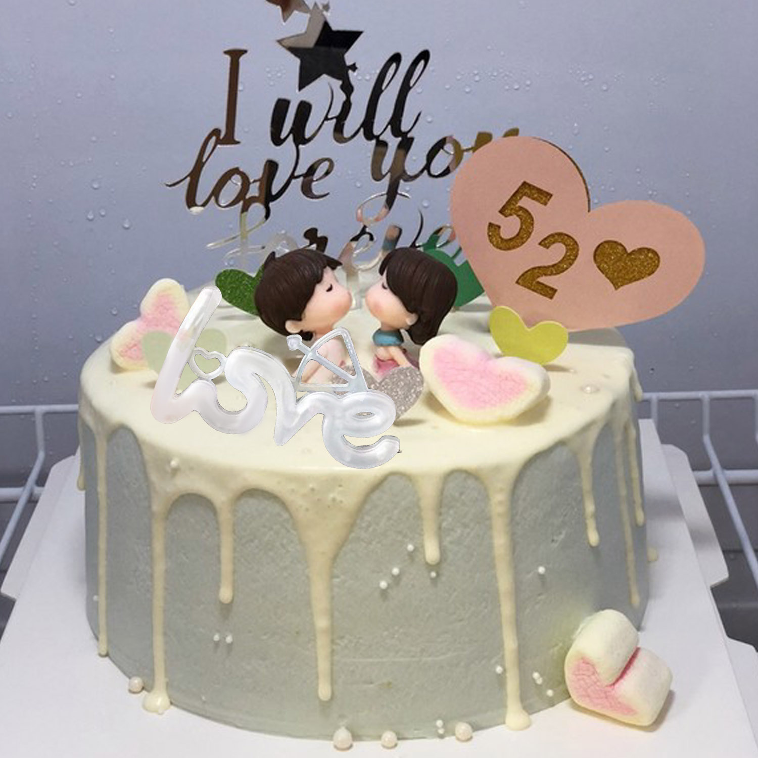 七夕Love发光灯牌LED灯串装饰 情侣表白蛋糕装饰情人节花束装饰品|ru