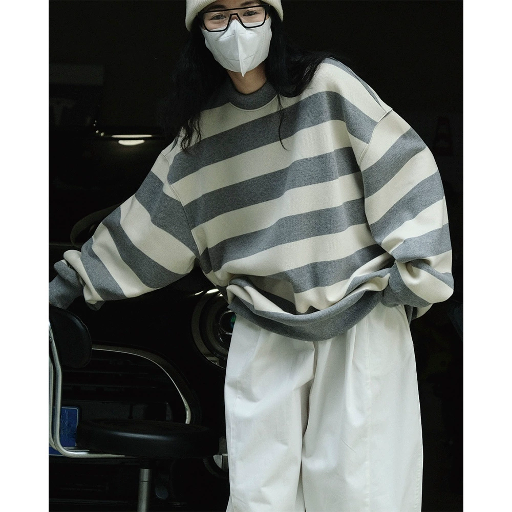 Осенний Новый Повседневный Спортивный стильный свитер в Корейском стиле с круглым вырезом в цветную полоску, свободный крой, повседневный топ для похудения для женщин