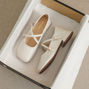 Thick-soled Mary Jane Shoes Women's French 2023 New Spring Soft-soled Thick Heel Single-layer Shoes Women's Round Toe Japanese Style Large Size Women's Shoes