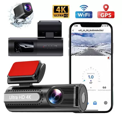 Cross-border lipstick driving recorder 4K ultra-high definition wifi mobile phone interconnection GPS front and rear double recording car camera (Driving recorder)