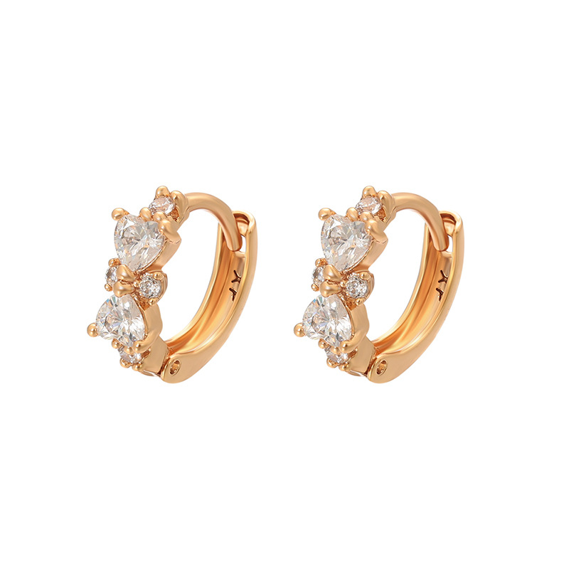 Arracadas con Lazo y Corazón de Aleación de Cobre con Baño de Oro de 18K, Estilo Retro, para Mujer