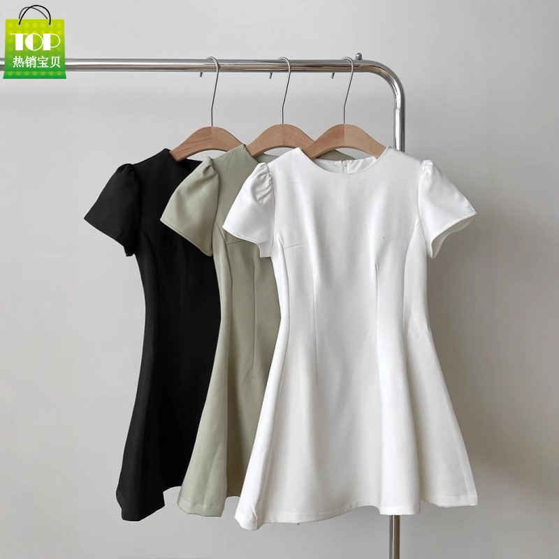 Cross-Border Short-Sleeved Dress for Women, Summer 2026 New Style, Elegant Thin Material Suit Dress, Waist-Cinching Slimming A-Line Short Dress Cross-Border Short-Sleeved Dress for Women, Summer 2026 New Style, Elegant Thin Material Suit Dress, Waist-Cinching Slimming A-Line Short Dress