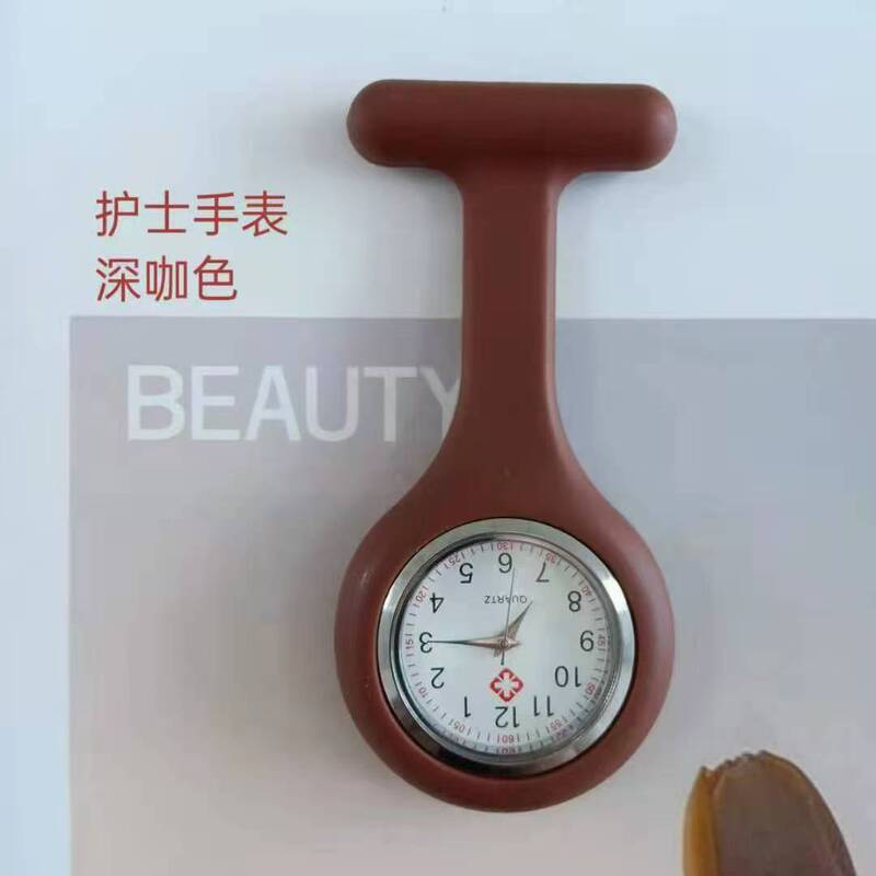 外贸硅胶护士表学生怀表别针挂表可定logo男女表T型果冻色表批发|undefined