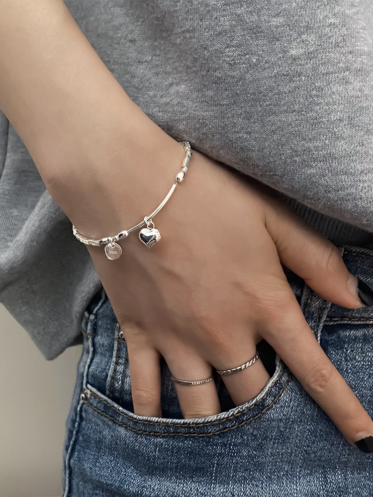 5g Weight Bracelets Classification 1 Piece Quantity 1 Piece 925 Sterling Silver Heart Shape Bracelets