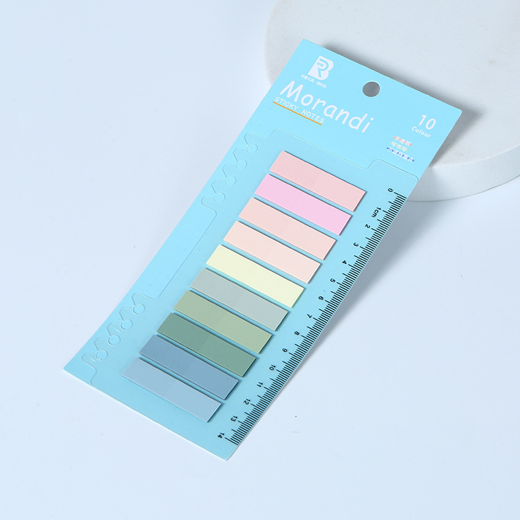 En stock Morandi color nota pegatinas transparente PET índice pegatinas regla marcador impresión N veces pegatinas al por mayor