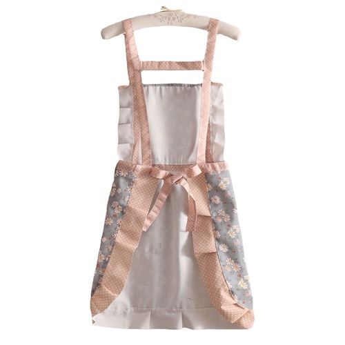 Flower shop bamboo cotton edge apron fashionable cartoon lace double shoulder straps simple bib women's wavy edge apron