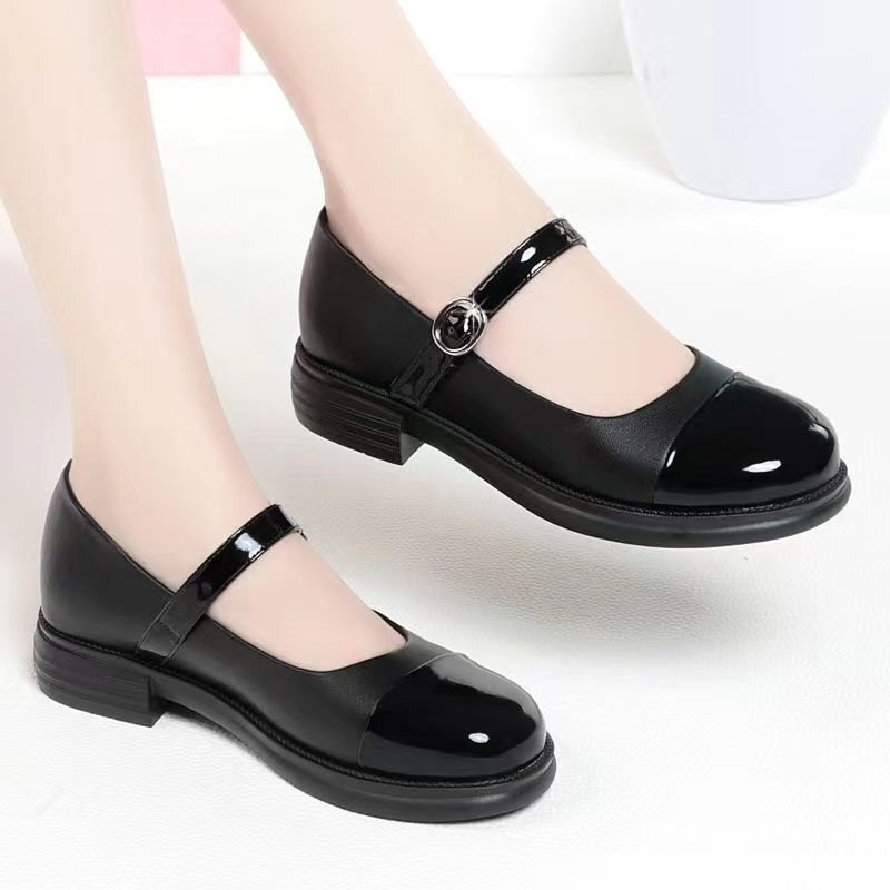 PLOVER soft leather shallow Mary Jane shoes for women, new color-blocked single shoes, retro French style soft-soled loafers