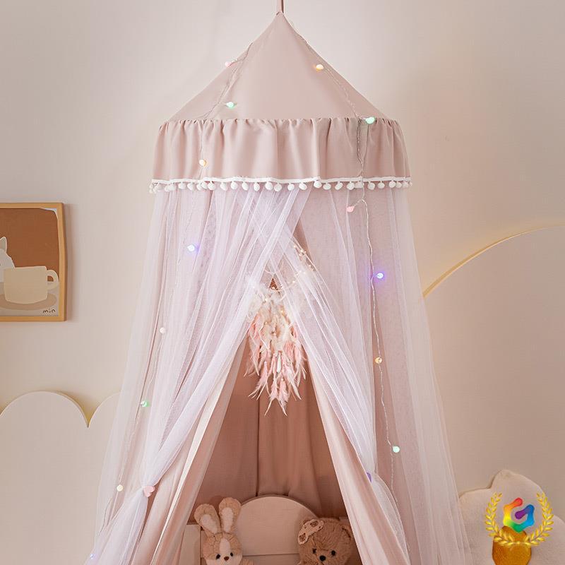 ⇕ Dome Bed Canopy, Children's Indoor Light-Blocking Bed Curtain, Wind-Blocking Headboard Curtain, Blackout Mosquito Net, Ceiling-Mounted Baby Bed Tent