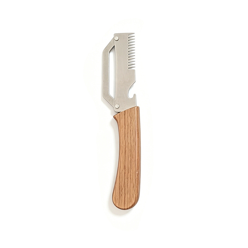 Cuchillo de pelado multifuncional (17cm + mango de madera imitación) calidad alemana 3 en 1