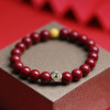 Bracelet, design round beads wax agate, elegant jewelry suitable for men and women, cinnabar, silver 925 sample