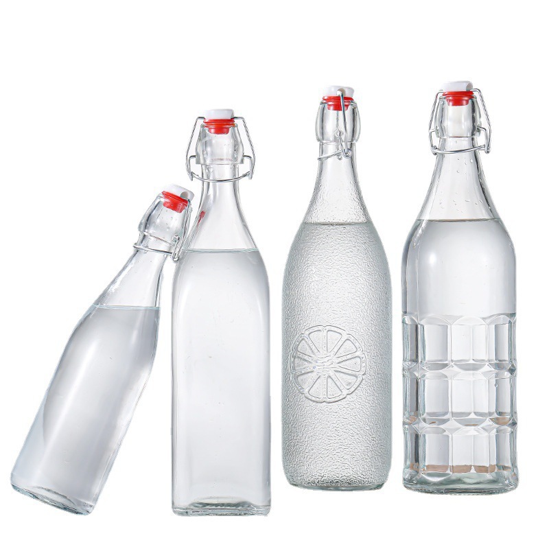 Transfronterizo 16oz botellas de vidrio de hebilla transparente botella de jugo botella de vino de enzima botella de jugo botella de jugo botella de jugo