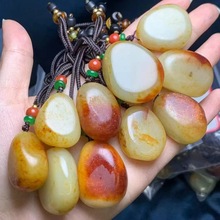 和田玉籽料原石玉吊坠红皮缠丝玛瑙白玉项链挂件玉坠子