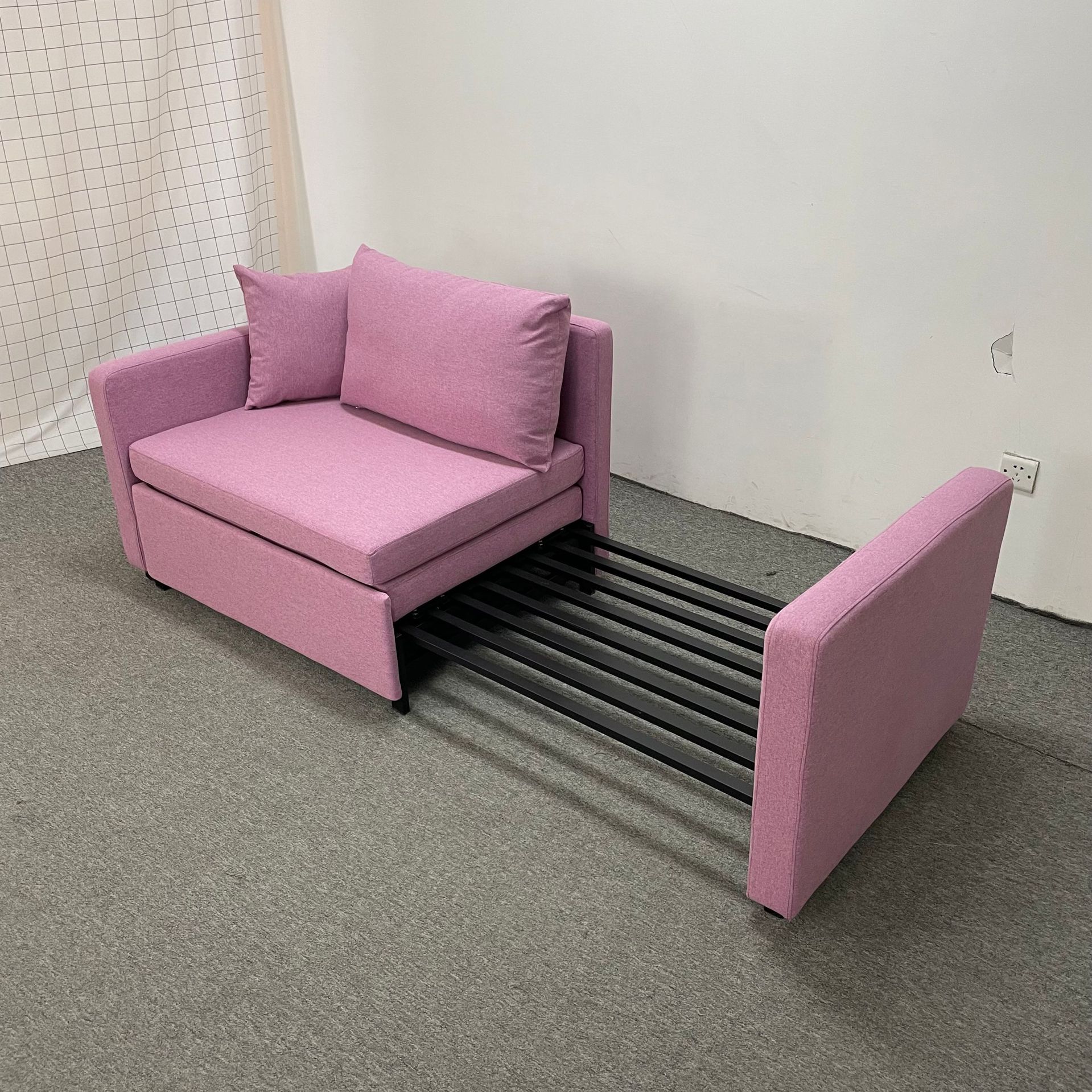 Sofá cama de doble propósito de una sola persona, marco de metal, balcón de hierro forjado, sofá plegable multifuncional, oficina de hotel, apartamento